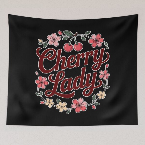 Item preview, Cherry Lady Vintage Retro Cute Fruit Typography designed and sold by JerdbordinShop.
