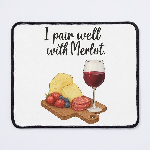 Item preview, I Pair Well With Merlot Wine Art Print - Wine Pairing designed and sold by weebeearts.