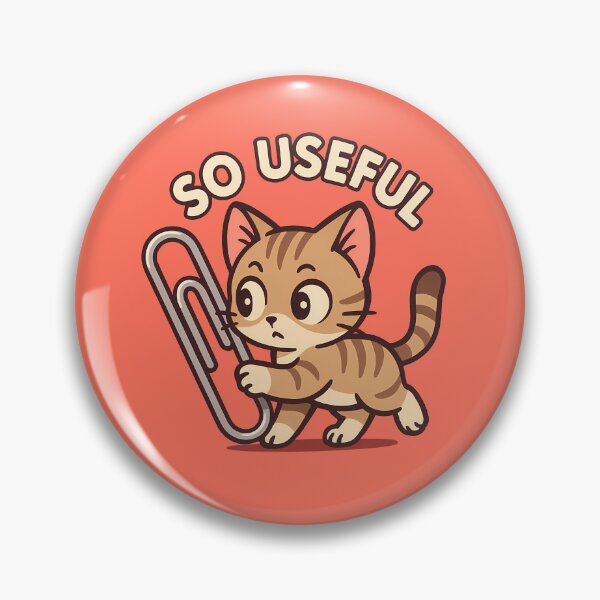 Item preview, Cute Cat With Paperclip Badge designed and sold by Yuliya Brush.