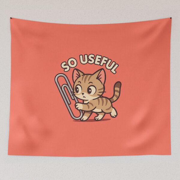 Item preview, Cute Cat With Paperclip Badge designed and sold by Yuliya Brush.