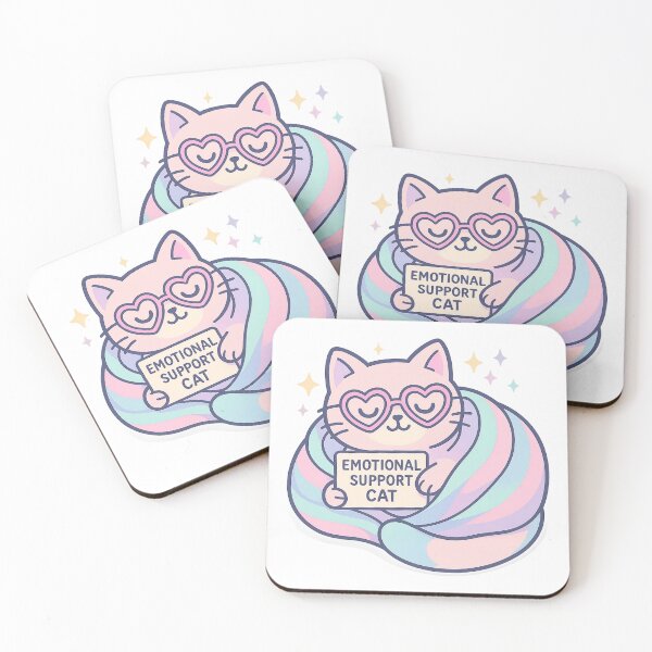 Item preview, Emotional Support Cat – Funny Pastel Cartoon Cat for Mental Health, Cute Support Animal Shirt or Sticker designed and sold by LEO Vaporwave.