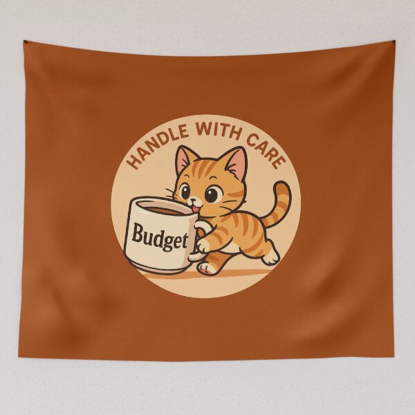 Item preview, Cute Cat Budget Handle With Care designed and sold by Yuliya Brush.