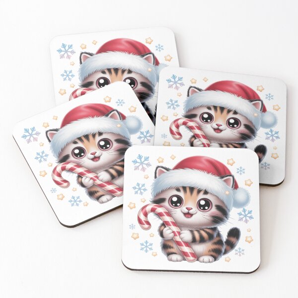 Item preview, Cute Kawaii Christmas Cat T-Shirt | Adorable Santa Hat Kitty Design designed and sold by KostekShop.