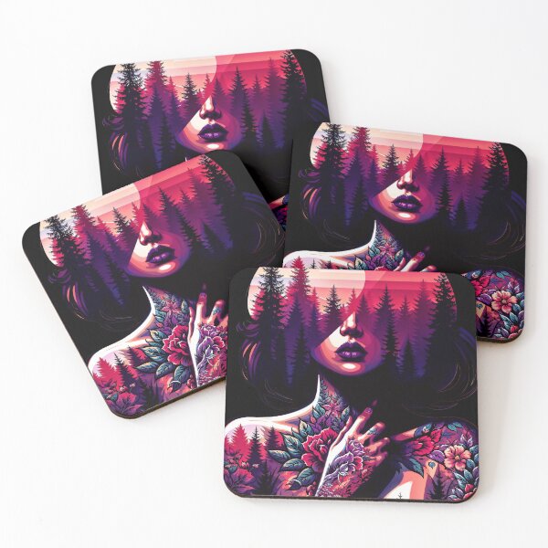 Item preview, digital artwork portraited night woman double blended nature design | dejco.art by domin designed and sold by dejco.art.