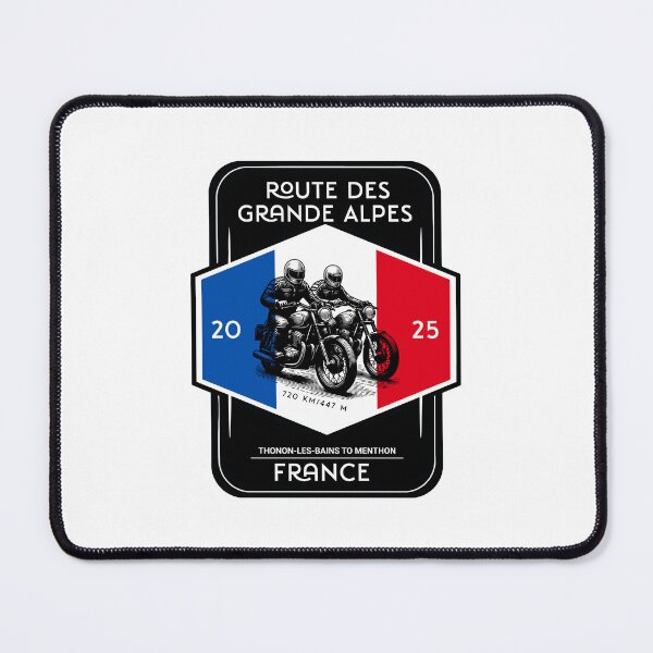 Item preview, Route des Grandes Alpes 2025 Motorcycle Tour Badge, colors of the French flag STICKER OR SHIRT AND MORE designed and sold by designkb.