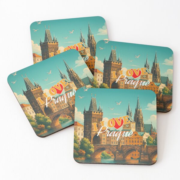 Item preview, Greetings from PRAQUE Czech Republic - Modern Colorful City View designed and sold by Earth Celebration Designs.