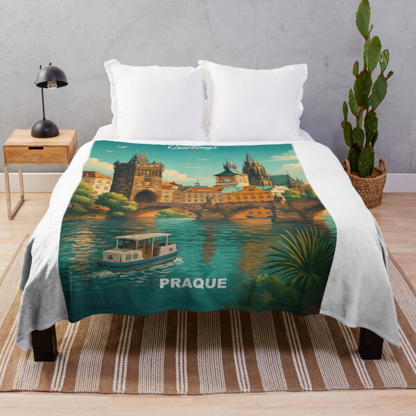 Item preview, Greetings from PRAQUE Czech Republic - Modern Colorful City View designed and sold by Earth Celebration Designs.