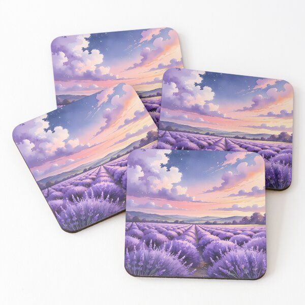 Item preview, Twilight Lavender Dream Watercolor Fieldscape designed and sold by Mos Thainique.