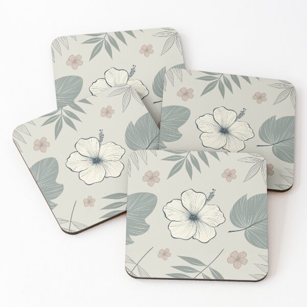 Item preview, Tropical floral print in muted retro nude tones with a vintage vibe designed and sold by JuKoArt.