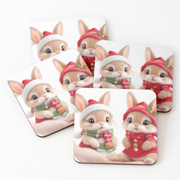 Item preview, Two Tiny Christmas Bunny Rabbits in Palm Festive Holiday Bunnies designed and sold by acceleratorhams.