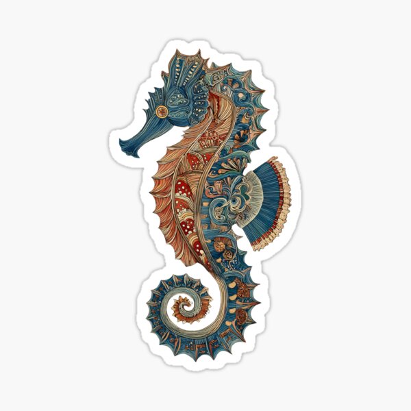 Item preview, Ornamental Seahorse designed and sold by stickertrendy.