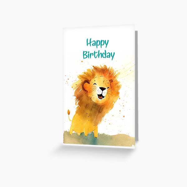 Item preview, Happy Birthday Lion – Cute Watercolor Lion kids’ birthday designed and sold by PandaKunst.