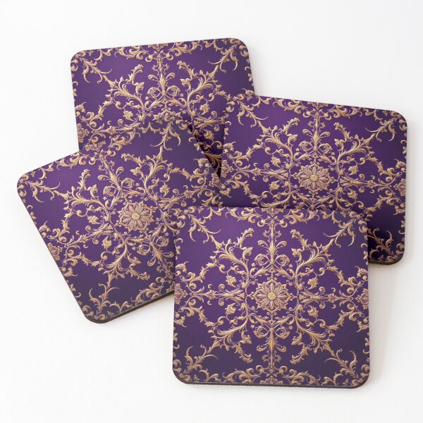 Item preview, Ornate Golden Floral Pattern on Rich Purple Background designed and sold by semenol.