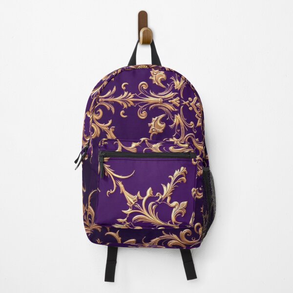 Item preview, Ornate Golden Floral Pattern on Rich Purple Background designed and sold by semenol.
