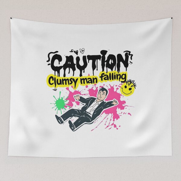 Item preview, Caution: Clumsy Man Falling – Funny Graffiti-Inspired Design designed and sold by WHDProduction45.