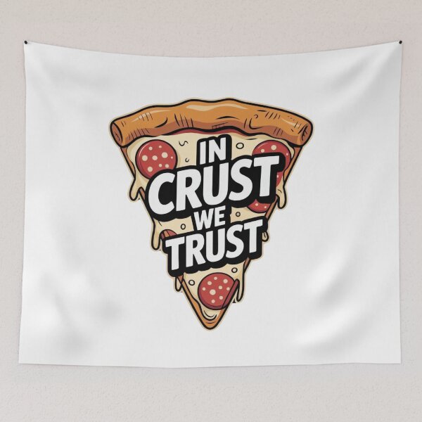 Item preview, In Crust We Trust – Retro Pizza Slice Typography Illustration designed and sold by ARTReMi.