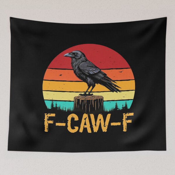 Item preview, black crow, f-caw-f funny black bird designed and sold by studiopekepeke.