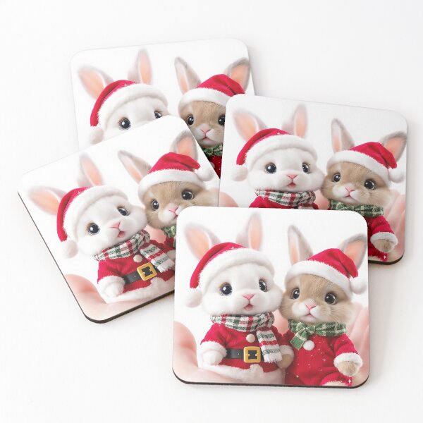Item preview, Two Tiny Christmas Bunny Rabbits in Palm Festive Holiday Bunnies designed and sold by acceleratorhams.