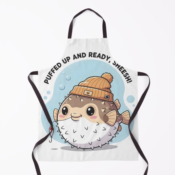 Item preview, Puffed Up and Ready, Sheesh! – Kawaii Pufferfish Meme Digital Art designed and sold by AnnDesignStudio.