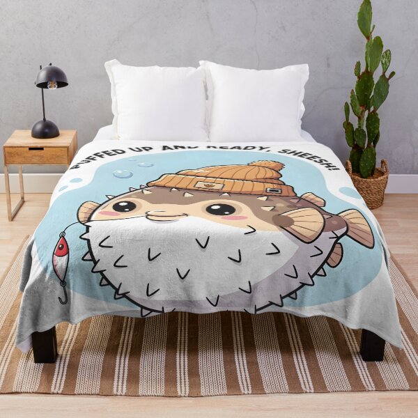 Item preview, Puffed Up and Ready, Sheesh! – Kawaii Pufferfish Meme Digital Art designed and sold by AnnDesignStudio.