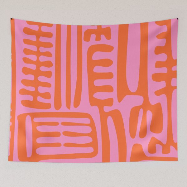 Item preview, Nordic Folk Art Pattern in Pink and Orange designed and sold by Deutschic.