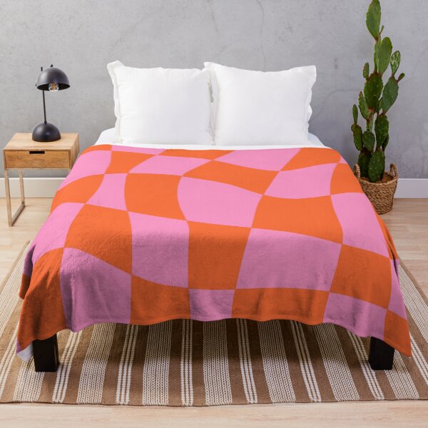 Item preview, Vivid Modern Liquid Checkered Pattern in Pink and Orange designed and sold by Deutschic.