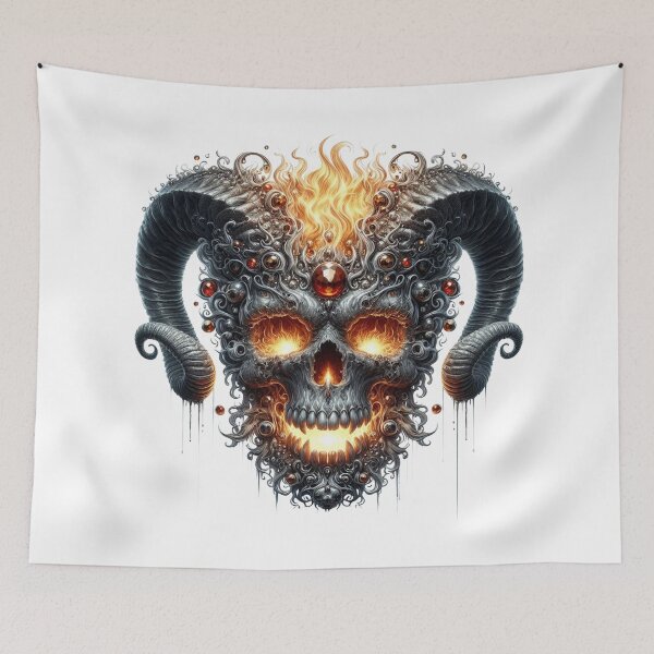 Item preview, Fiery horned demon adorned with gemstones designed and sold by MadinaFatt.