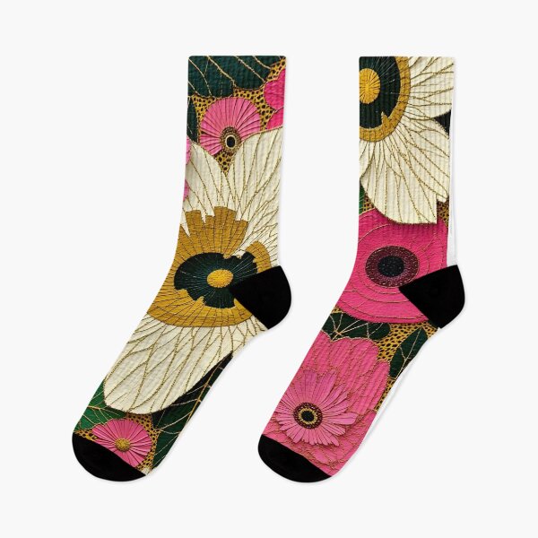 Item preview, Gold, pink and green floral fabric  designed and sold by JosieandRose.