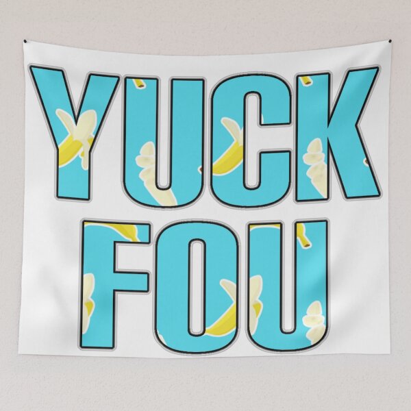 Item preview, Yuck Fou blue and bananas pattern  designed and sold by Lucky Pig Teesigns .