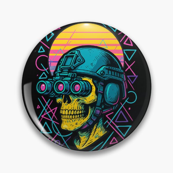 Item preview, Skeleton Skull Soldier Retro Vaporwave designed and sold by TomFrontierArt.