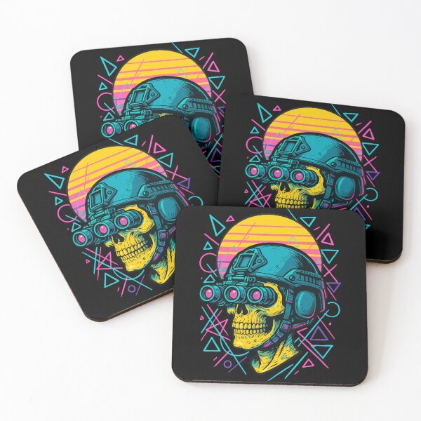Item preview, Skeleton Skull Soldier Retro Vaporwave designed and sold by TomFrontierArt.