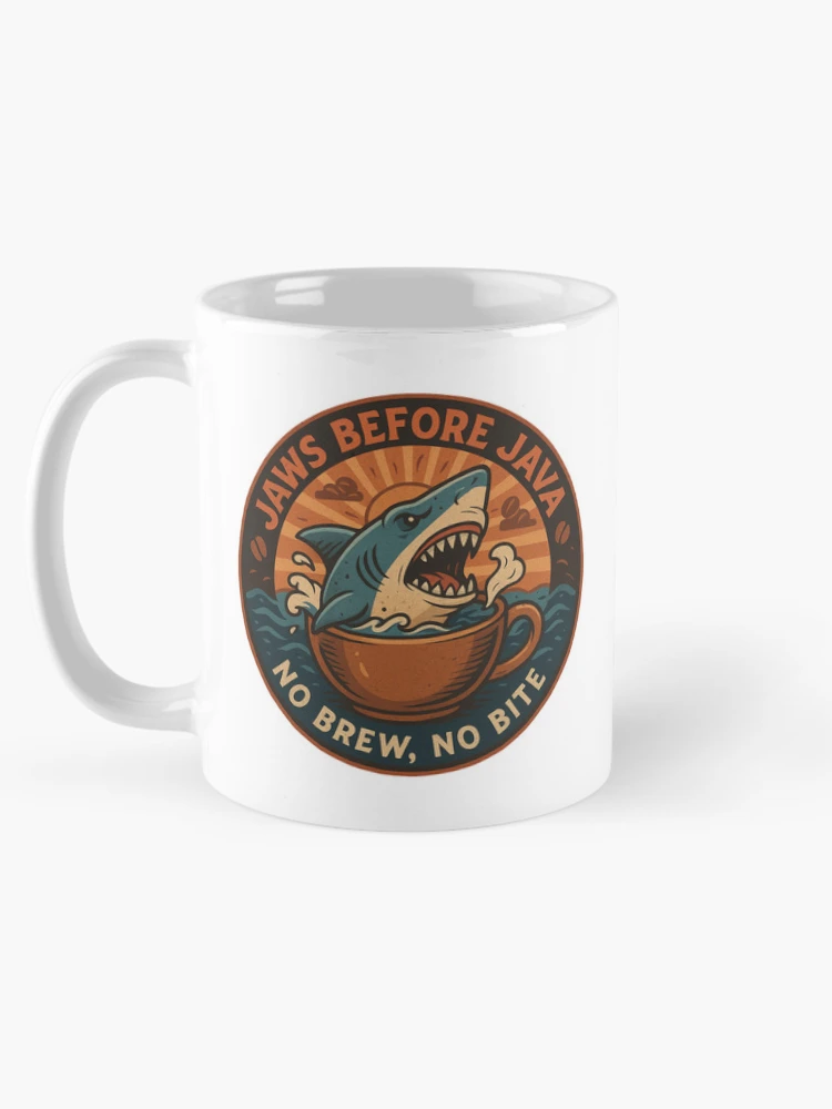 Thumbnail 5 of 6, Coffee Mug, Jaws Before Java designed and sold by JavaJokeTees.
