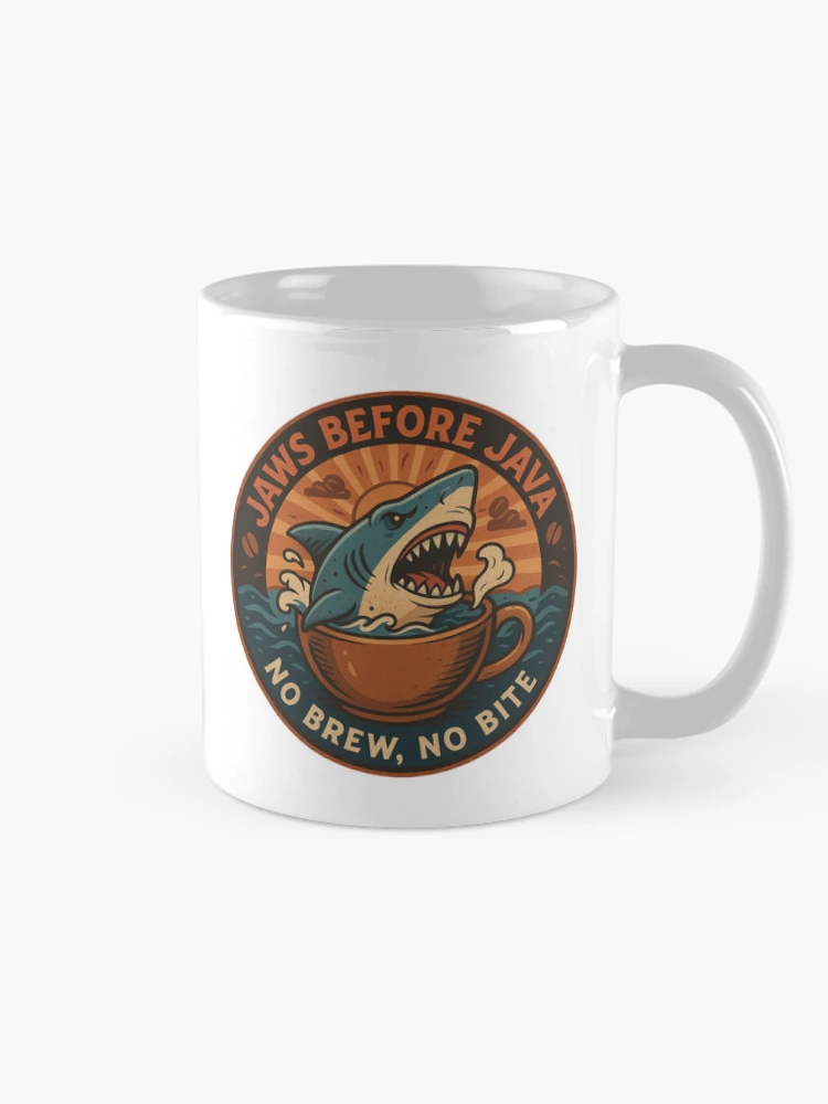 Thumbnail 3 of 6, Coffee Mug, Jaws Before Java designed and sold by JavaJokeTees.