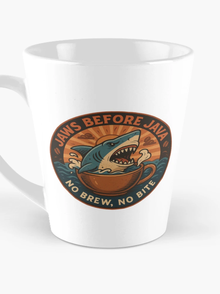 Thumbnail 3 of 4, Coffee Mug, Jaws Before Java designed and sold by JavaJokeTees.