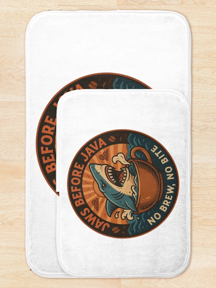 Thumbnail 5 of 6, Bath Mat, Jaws Before Java designed and sold by JavaJokeTees.