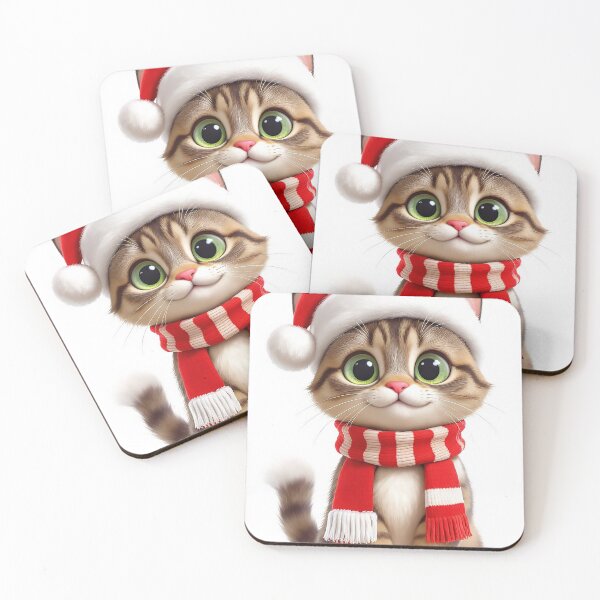 Item preview, Tabby Cat in Santa Hat and Scarf Cozy Christmas Portrait designed and sold by acceleratorhams.