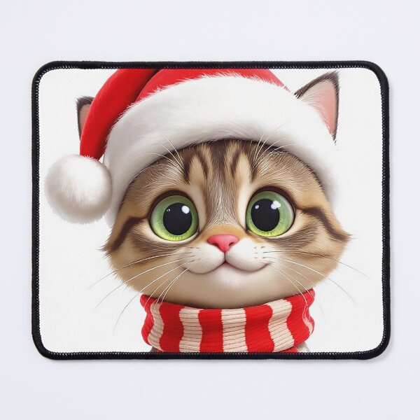 Item preview, Tabby Cat in Santa Hat and Scarf Cozy Christmas Portrait designed and sold by acceleratorhams.