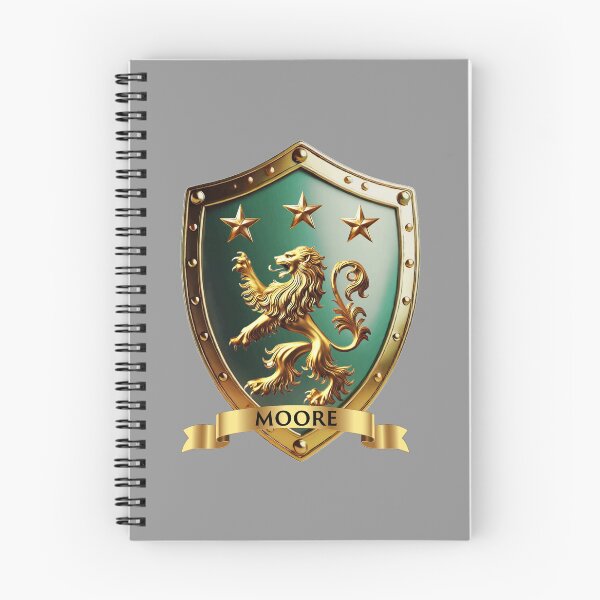 Item preview, Moore Coat of Arms – Gold Lion & Stars with Name Banner designed and sold by Highlandkings.