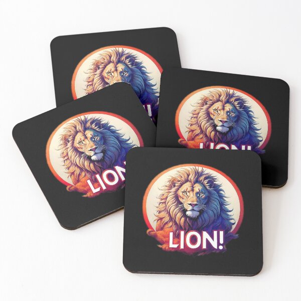 Item preview, Image 2/6 of a fantasy lion with the large phrase "LION!" in the center inside a circle. designed and sold by Giulivo Store Graphic.