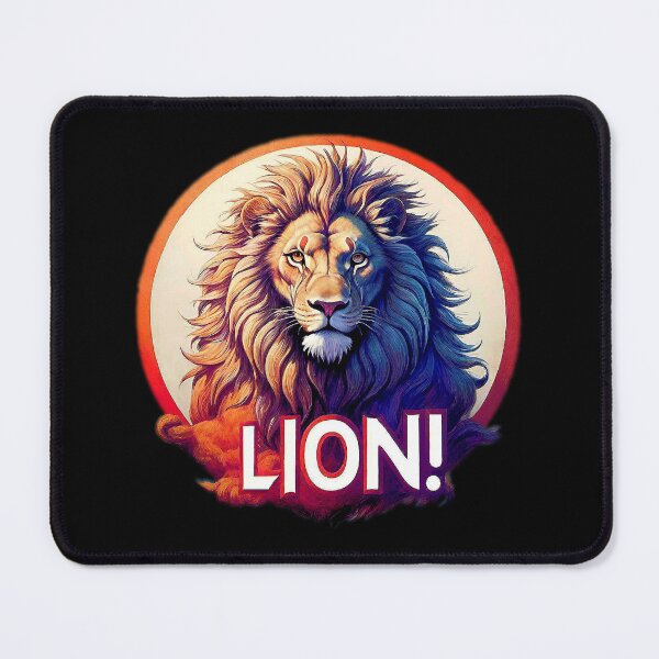 Item preview, Image 2/6 of a fantasy lion with the large phrase "LION!" in the center inside a circle. designed and sold by Giulivo Store Graphic.