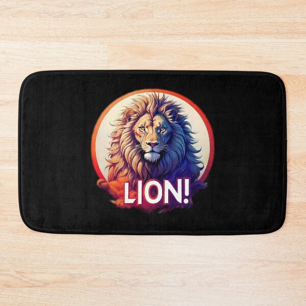 Item preview, Image 2/6 of a fantasy lion with the large phrase "LION!" in the center inside a circle. designed and sold by Giulivo Store Graphic.
