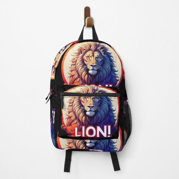 Item preview, Image 2/6 of a fantasy lion with the large phrase "LION!" in the center inside a circle. designed and sold by Giulivo Store Graphic.