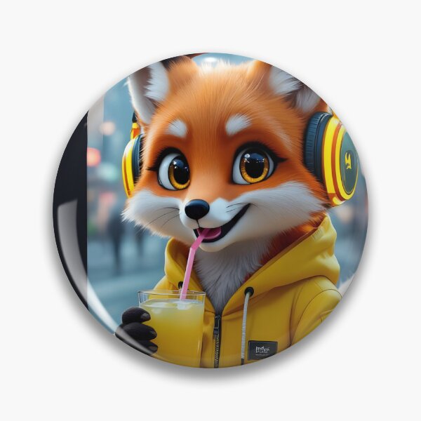 Item preview, Cyber Lemon Fox : Techno Red Fox Stickers Design designed and sold by Felia001.