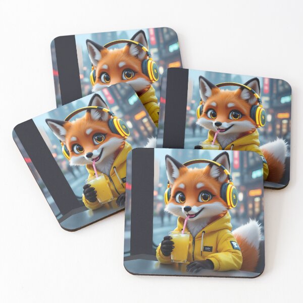 Item preview, Cyber Lemon Fox : Techno Red Fox Stickers Design designed and sold by Felia001.