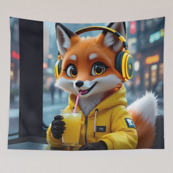 Item preview, Cyber Lemon Fox : Techno Red Fox Stickers Design designed and sold by Felia001.