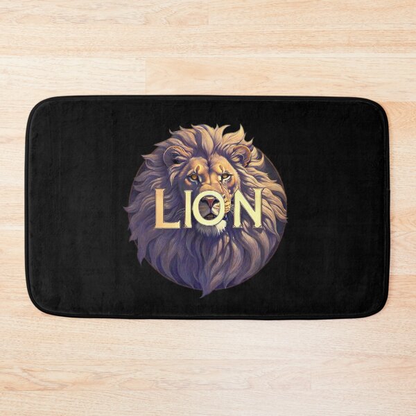 Item preview, Image 3/6 of a fantasy lion with the large phrase "LION!" in the center inside a circle. designed and sold by Giulivo Store Graphic.