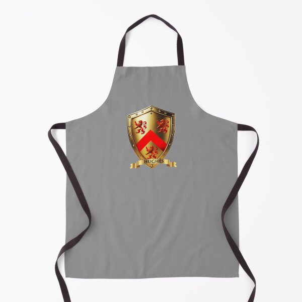 Item preview, Hughes Coat of Arms – Gold Chevron & Lions with Name Banner designed and sold by Highlandkings.