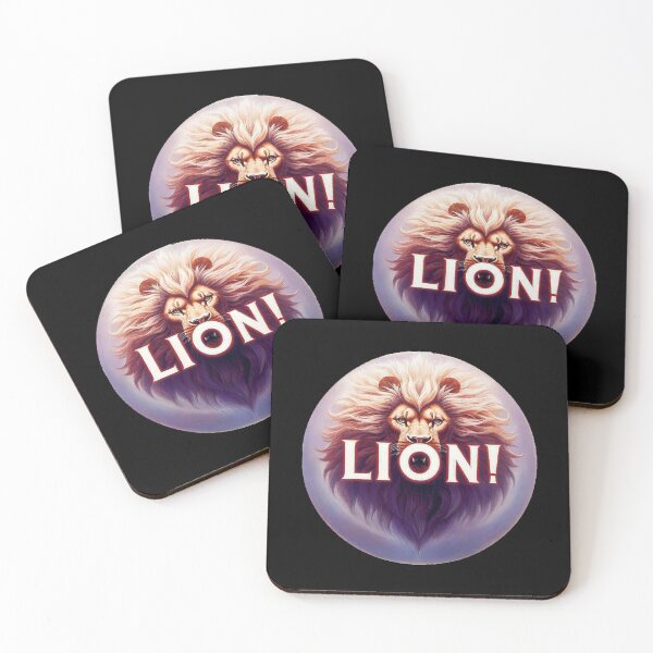 Item preview, Image 4/6 of a fantasy lion with the large phrase "LION!" in the center inside a circle. designed and sold by Giulivo Store Graphic.