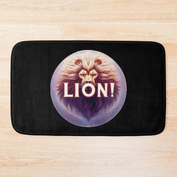 Item preview, Image 4/6 of a fantasy lion with the large phrase "LION!" in the center inside a circle. designed and sold by Giulivo Store Graphic.