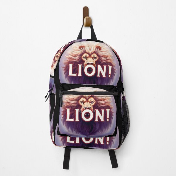 Item preview, Image 4/6 of a fantasy lion with the large phrase "LION!" in the center inside a circle. designed and sold by Giulivo Store Graphic.